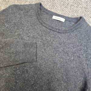 Woolovers Men's L 100% Lambs Wool Sweater Blue Gray Crew Washable